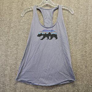 Patagonia tank top Womens Size XS Organic cotton Fitz Roy Bear Graphic Blue